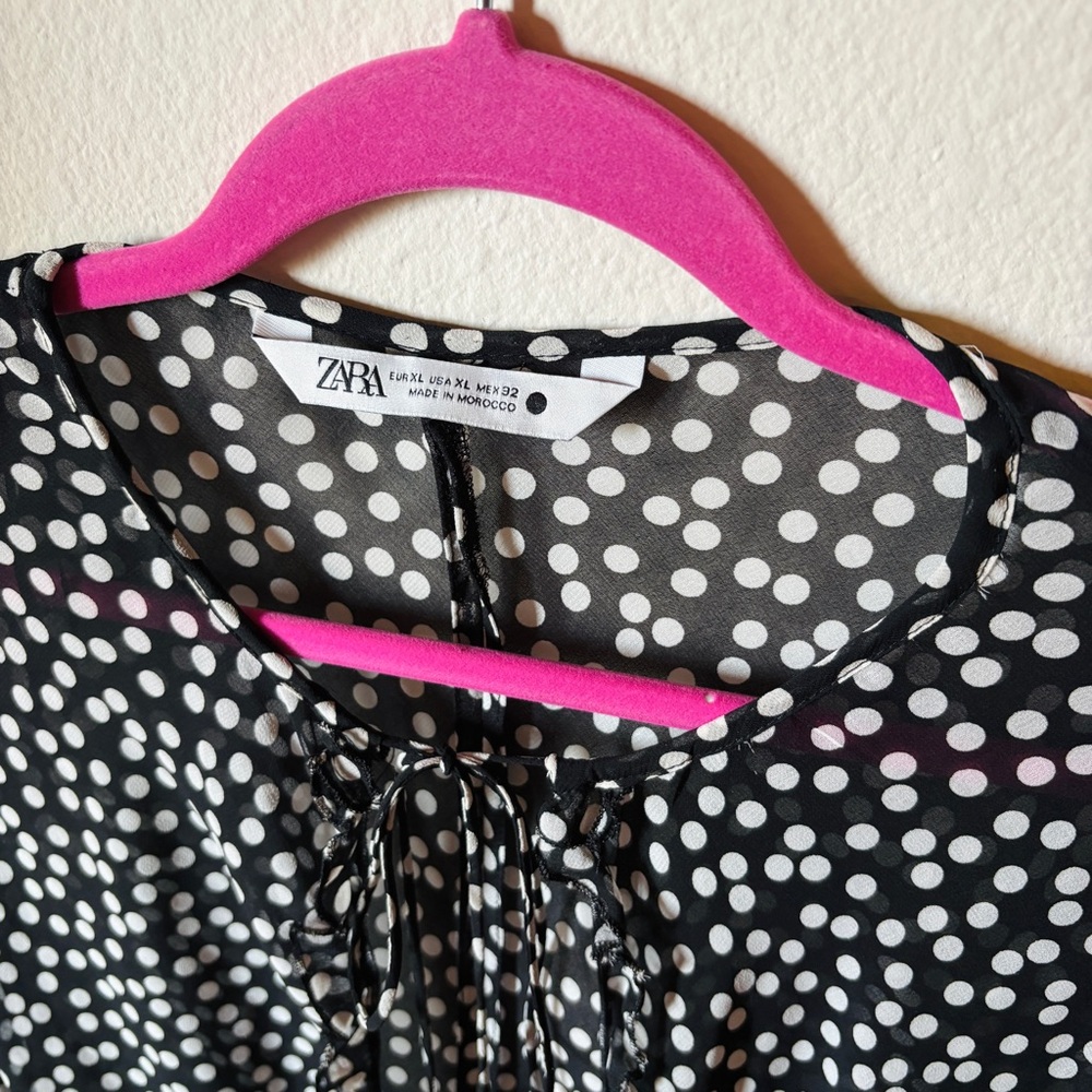 Zara Polka Dot Long Sleeve Kimono Duster - Picture 7 of 13